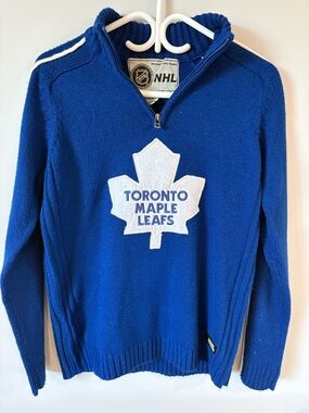 VINTAGE NHL Toronto Maple Leafs Blue Quarter-Zip Sweater